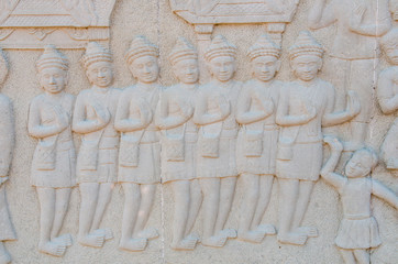 Stone carving art on the wall at temple