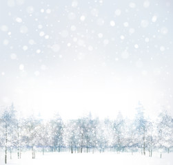 Vector of winter scene with forest background.