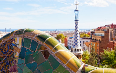 Views from the Parc Guell , Barcelona, Spain.