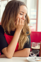 woman drinking coffee