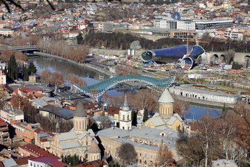 Tbilisi City View on Sioni Church and piece bridge