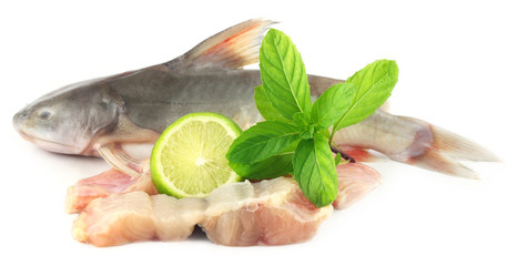Rita fish of Southern Asia with mint and lemon