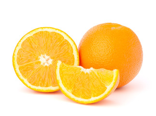Sliced orange fruit segments  isolated on white background