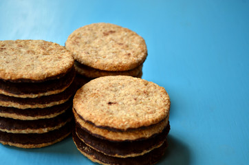 Wellness cookies on blue background