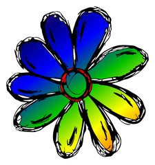 farbige Blume - Handzeichnung