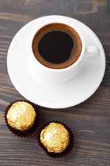 Cup of coffee and chocolate