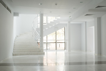 Interior of a building with white walls