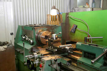 Old metal working lathe, made in the middle of the last century,