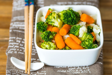 Bowls of variety vegetables