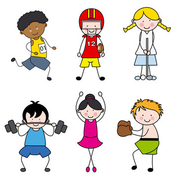 Set of vector cartoon sport icons