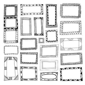 Set of hand drawn picture frames