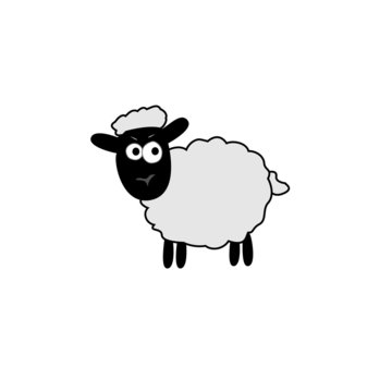 vector illustration of white sheep outline