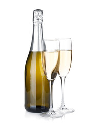 Champagne bottle and two glasses