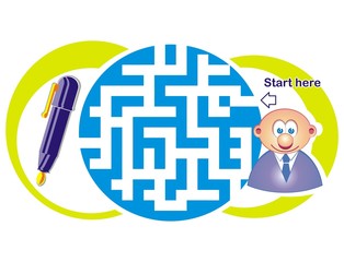 Maze game: clerk and pen