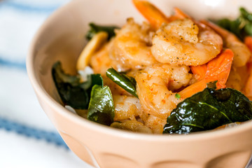 delicious asian fried shrimp and rice
