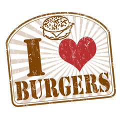 Fototapety  Kocham hamburgery pieczęć