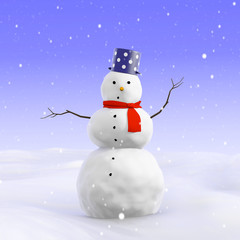 3d Simple worried snowman