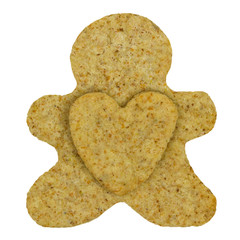 Gingerbread man cookie. Christmas biscuit isolated on white