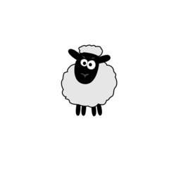 vector illustration of white sheep outline
