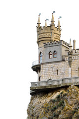 Medieval castle over white background. Swallow's Nest, Ukraine