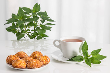 Tea, mint and tasty cookies