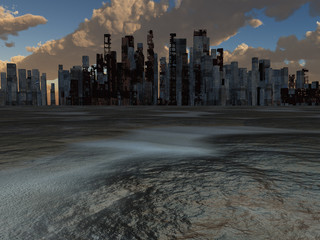Obraz premium Abandoned City and baked earth