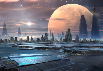 Futuristic Alien City - Computer Artwork © diversepixel