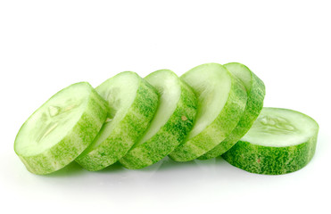 Fresh cucumber slice isolated on white background