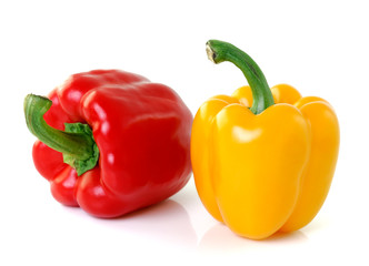 red yellow pepper on white background
