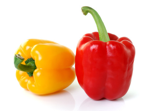 red yellow pepper on white background