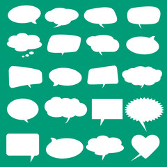 Collection of comic style white speech bubbles.