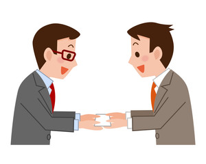 名刺交換をするビジネスマン