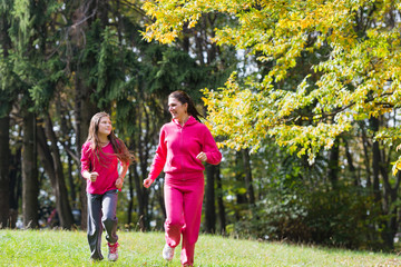 Two girls running