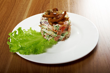 .German tasty salad with sausage