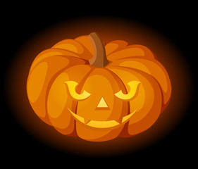 Lighted Jack-O-Lantern (Halloween pumpkin). Vector eps-10.