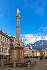 Fototapeta premium Our Lady statue at old town in Innsbruck Austria