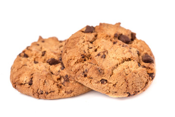 chocolate chip cookie isolated on white background 