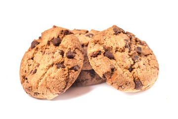 chocolate chip cookie isolated on white background 