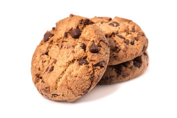 chocolate chip cookie isolated on white background 