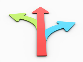 Blue green and blue arrows concept isolated