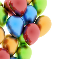 Colored balloons concept on white