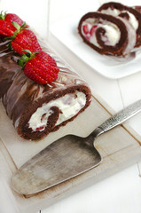 Chocolate strawberry roll