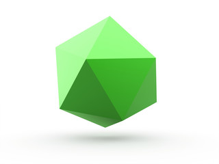 Green polygonal sphere concept isolated