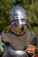 Medieval knight in helmet