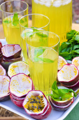 Maracuja and mint soft drink