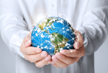 earth social in human hand