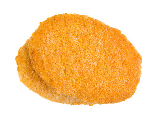 Ready to cook frozen veal patties on a white background