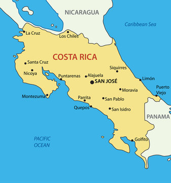 Republic of Costa Rica - vector map