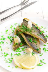 Fried Dorada Fillet with egg, chives and thyme