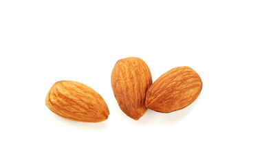 almonds isolated on the white